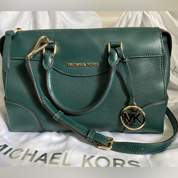 NEW Maya Pebbled Leather Satchel (in rare amazon green) - Picture 15 of 15